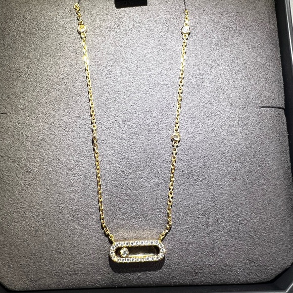 Brand New Messika Move Uno Pave Diamond Cage Necklace in Yellow Gold - Picture 2 of 8